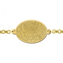 Schakel armband met vingerafdruk op ovaal goud