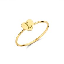 Gouden letter ring met hartje zegel Names4ever