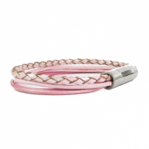 Leren armband rose