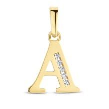 Gouden hanger letter zirkonia