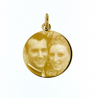 Gouden ketting met foto hanger rond