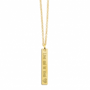 Gouden Bar naamketting met gravure en hart Names4Ever