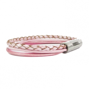 Leren armband rose